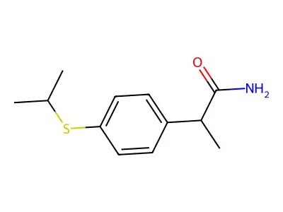 Benzeneacetamide, alpha-methyl-4-((1-methylethyl)thio)- structure