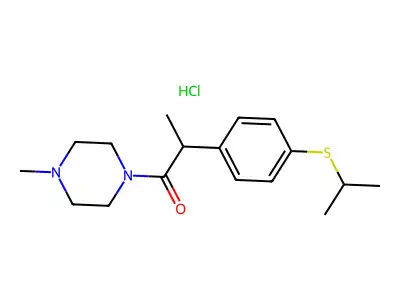 1-Methyl-4-(2-(4-((1-methylethyl)thio)phenyl)-1-oxopropyl)piperazine hydrochloride structure