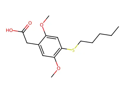 Benzeneacetic acid, 2,5-dimethoxy-4-(pentylthio)- structure