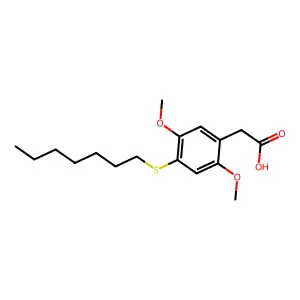 Benzeneacetic acid, 2,5-dimethoxy-4-(heptylthio)- structure