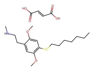 but-2-enedioic acid;2-(4-heptylsulfanyl-2,5-dimethoxyphenyl)-N-methylethanamine structure