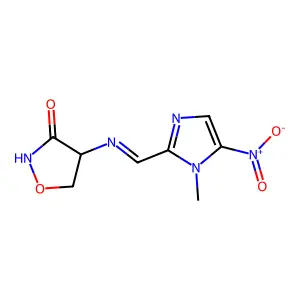 4-(((1-Methyl-5-nitro-1H-imidazol-2-yl)methylene)amino)-3-isoxazolidinone structure
