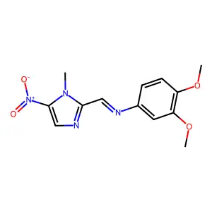 3,4-Dimethoxy-N-((1-methyl-5-nitro-1H-imidazol-2-yl)methylene)benzenamine structure