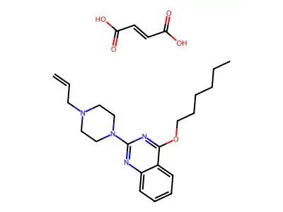 But-2-enedioic acid;4-hexoxy-2-(4-prop-2-enylpiperazin-1-yl)quinazoline structure