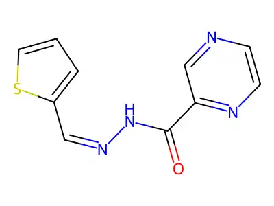 N-[(E)-2-thienylmethyleneamino]pyrazine-2-carboxamide structure