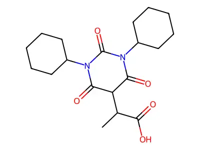 5-Pyrimidineacetic acid, hexahydro-1,3-dicyclohexyl-alpha-methyl-2,4,6-trioxo- structure