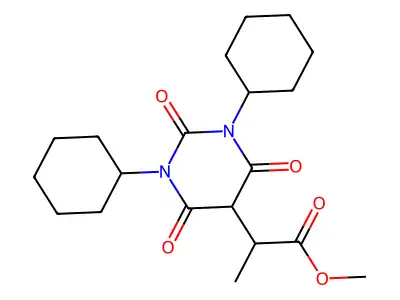 Methyl 2-(1,3-dicyclohexyl-2,4,6-trioxo-1,3-diazinan-5-yl)propanoate structure