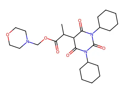 Morpholin-4-ylmethyl 2-(1,3-dicyclohexyl-2,4,6-trioxo-1,3-diazinan-5-yl)propanoate structure