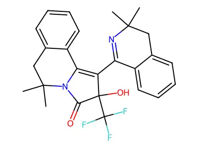 1-(3,4-Dihydro-3,3-dimethyl-1-isoquinolinyl)-5,6-dihydro-2-hydroxy-5,5-dimethyl-2-(trifluoromethyl)pyrrolo(2,1-a)isoquinolin-3(2H)-one structure