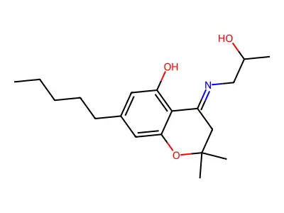 (+-)-3,4-Dihydro-2,2-dimethyl-4-((2-hydroxypropyl)imino)-7-pentyl-2H-1-benzopyran-5-ol structure