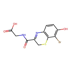Glycine, N-((8-bromo-7-hydroxy-2H-1,4-benzothiazin-3-yl)carbonyl)- structure