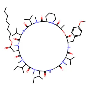 L-Tyrosine, N-(N-(N-(N-(N-(N-(N-(N-((1-(2-hydroxy-1-oxopropyl)-2-piperidinyl)carbonyl)-N-methyl-L-valyl)-L-valyl)-N-methyl-L-alpha-aspartyl)-N-methyl-L-isoleucyl)-N-methyl-L-isoleucyl)glycyl)-N-methyl-L-valyl)-O-methyl-, 4-octyl ester, delta1-lactone, (R-(R*,S*))- structure