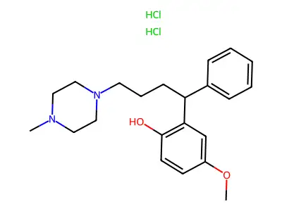 Phenol, 4-methoxy-2-(4-(4-methyl-1-piperazinyl)-1-phenylbutyl)-, dihydrochloride structure