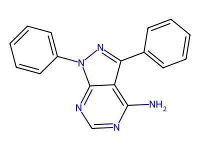 1,3-diphenyl-1H-pyrazolo[3,4-d]pyrimidin-4-amine structure