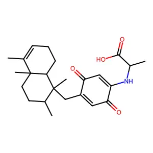 (2S)-2-((4-(((1R,4aS,8aR)-1,2,4a,5-tetramethyl-2,3,4,7,8,8a-hexahydronaphthalen-1-yl)methyl)-3,6-dioxo-1-cyclohexa-1,4-dienyl)amino)propanoic acid structure