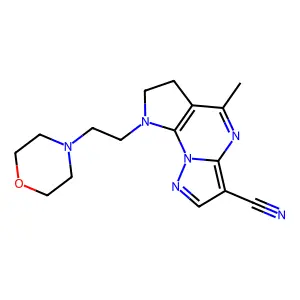 5-methyl-8-(2-morpholinoethyl)-7,8-dihydro-6H-pyrazolo[1,5-a]pyrrolo[3,2-e]pyrimidine-3-carbonitrile structure