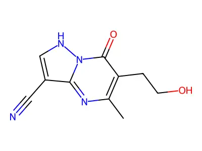 6-(2-hydroxyethyl)-5-methyl-7-oxo-4,7-dihydropyrazolo[1,5-a]pyrimidine-3-carbonitrile structure