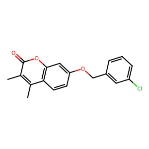 7-[(3-chlorophenyl)methoxy]-3,4-dimethyl-2H-chromen-2-one structure