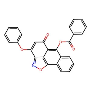 5-oxo-3-phenoxy-5H-anthra[1,9-cd]isoxazol-6-yl benzoate structure
