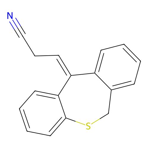 (3Z)-3-(6H-benzo[c][1]benzothiepin-11-ylidene)propanenitrile structure