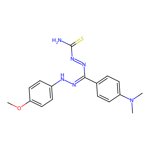 3-(4-(Dimethylamino)phenyl)-1-(4-methoxyphenyl)-5-formazancarbothioamide structure