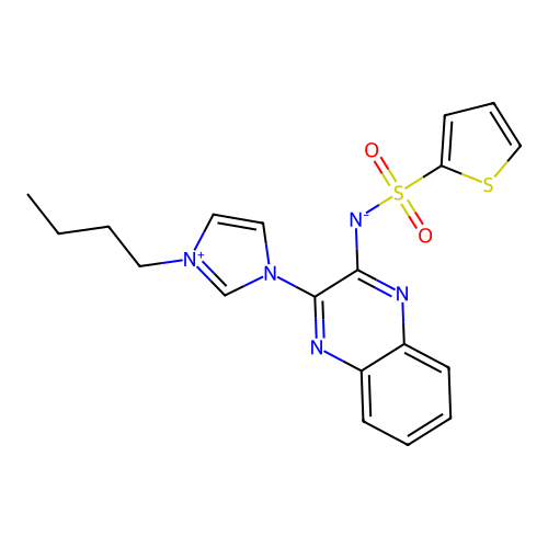 (3-(1-butyl-1H-imidazol-3-ium-3-yl)quinoxalin-2-yl)(thiophen-2-ylsulfonyl)amide structure