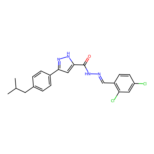 N'-(2,4-Dichlorobenzylidene)-3-(4-isobutylphenyl)-1H-pyrazole-5-carbohydrazide structure