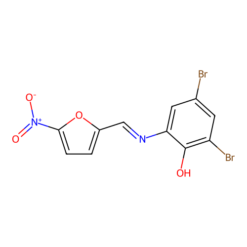 2,4-Dibromo-6-((5-nitrofurfurylidene)amino)phenol structure