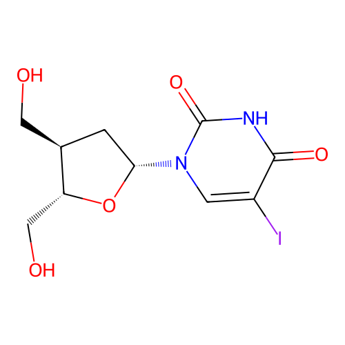 Uridine, 2',3'-dideoxy-3'-(hydroxymethyl)-5-iodo- structure