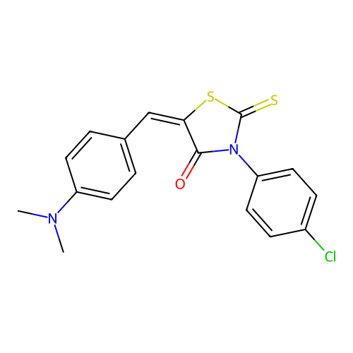 (E)-3-(4-chlorophenyl)-5-(4-(dimethylamino)benzylidene)-2-thioxothiazolidin-4-one structure