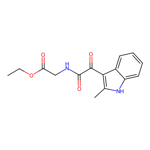 ethyl 2-(2-(2-methyl-1H-indol-3-yl)-2-oxoacetamido)acetate structure