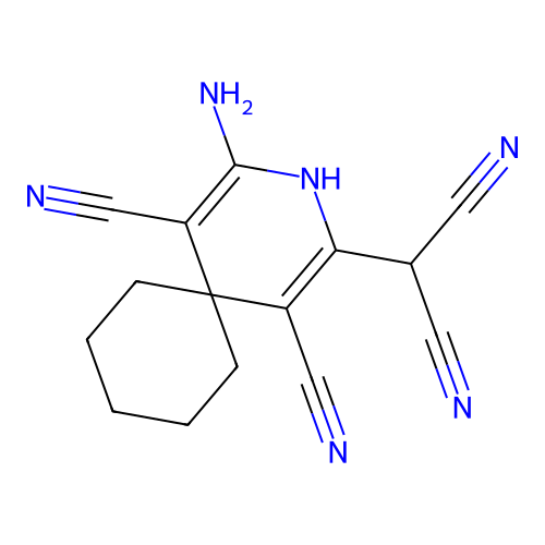 3-Azaspiro[5.5]undeca-1,4-diene-1,5-dicarbonitrile, 2-amino-4-dicyanomethyl- structure