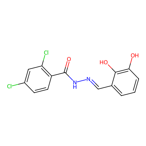 2,4-dichloro-N-[(2,3-dihydroxyphenyl)methylideneamino]benzamide structure
