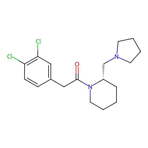 2-(3,4-dichlorophenyl)-1-[(2S)-2-(pyrrolidin-1-ylmethyl)piperidin-1-yl]ethanone structure