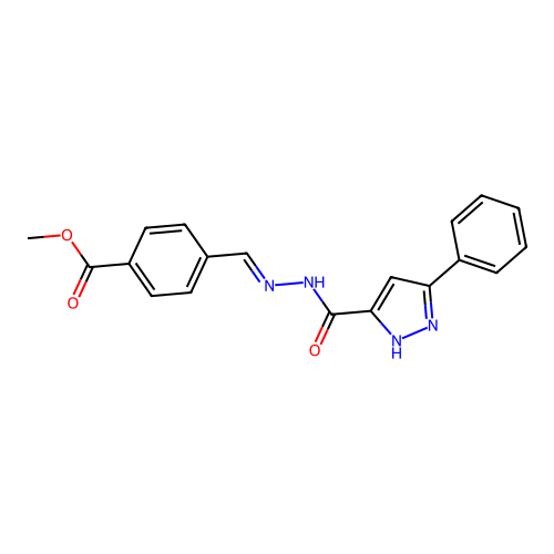 4-((5-Phenyl-2H-pyrazole-3-carbonyl)-hydrazonomethyl)-benzoic acid methyl ester structure