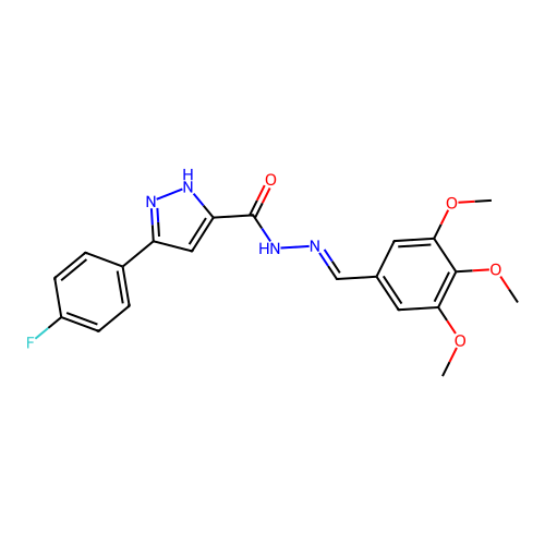 3-(4-Fluorophenyl)-N'-(3,4,5-trimethoxybenzylidene)-1H-pyrazole-5-carbohydrazide structure