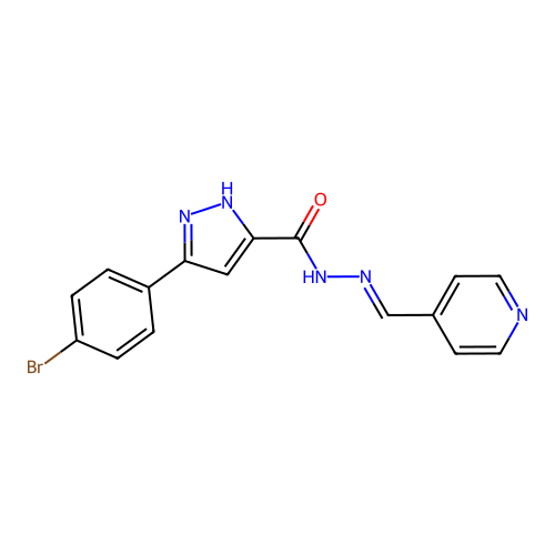 3-(4-bromophenyl)-N'-[(E)-4-pyridinylmethylidene]-1H-pyrazole-5-carbohydrazide structure