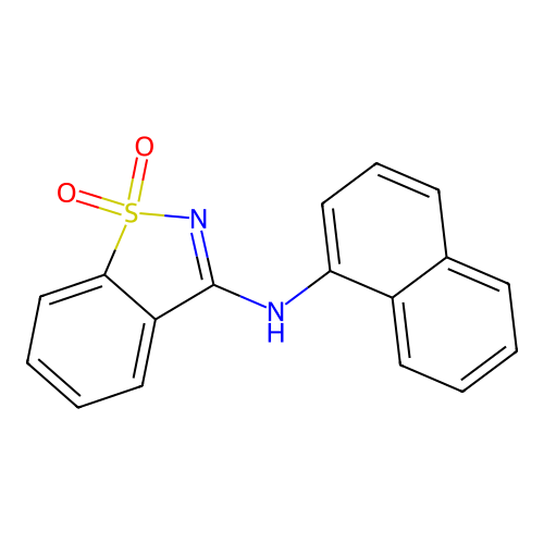 N-(naphthalen-1-yl)-1,2-benzothiazol-3-amine 1,1-dioxide structure