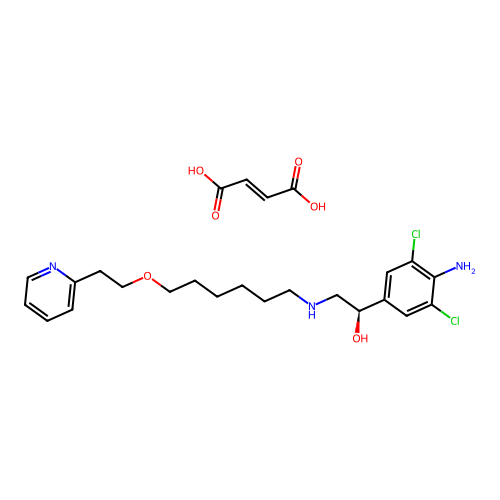 Benzenemethanol, 4-amino-3,5-dichloro-alpha-[[[6-[2-(2-pyridinyl)ethoxy]hexyl]amino]methyl]-, (alphaR)-, (2E)-2-butenedioate (2:1) (salt) structure