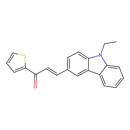 3-(9-ethyl-9H-carbazol-3-yl)-1-(2-thienyl)-2-propen-1-one structure