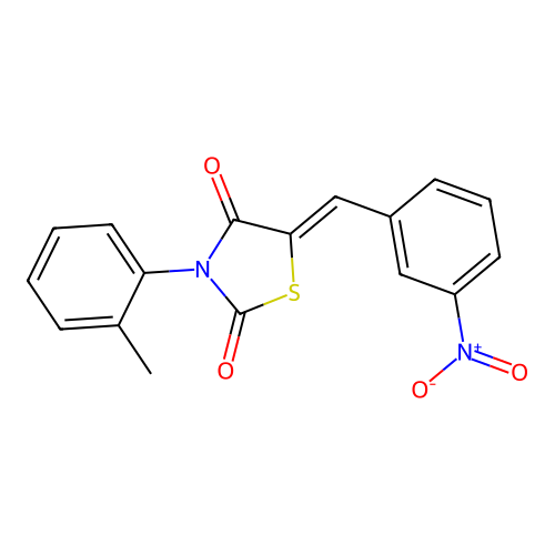 (5Z)-3-(2-methylphenyl)-5-[(3-nitrophenyl)methylidene]-1,3-thiazolidine-2,4-dione structure