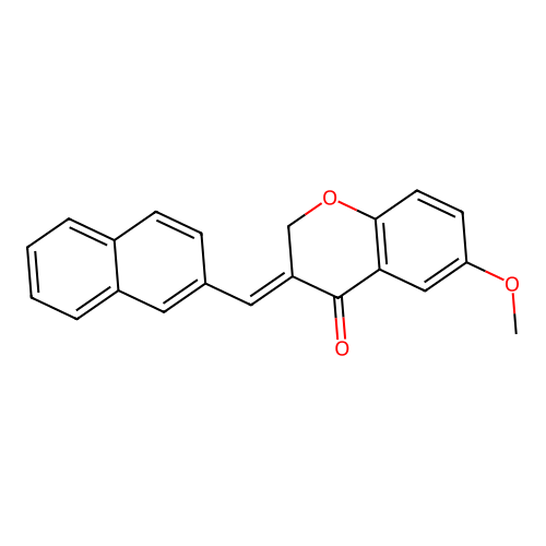 4H-1-Benzopyran-4-one, 2,3-dihydro-6-methoxy-3-(2-naphthalenylmethylene)-, (E)- structure