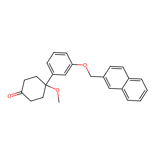 4-Methoxy-4-[3-(naphthalen-2-ylmethoxy)-phenyl]-cyclohexanone (0.3 hydrate) structure