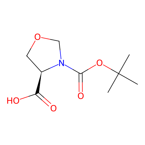 (4R)-3-[(2-methylpropan-2-yl)oxycarbonyl]-1,3-oxazolidine-4-carboxylic acid structure