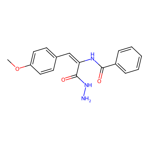 (E)-N-(3-hydrazinyl-1-(4-methoxyphenyl)-3-oxoprop-1-en-2-yl)benzamide structure