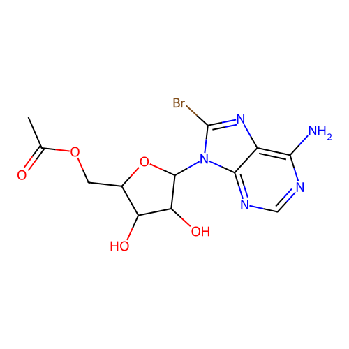 [5-(6-Amino-8-bromopurin-9-yl)-3,4-dihydroxyoxolan-2-yl]methyl acetate structure