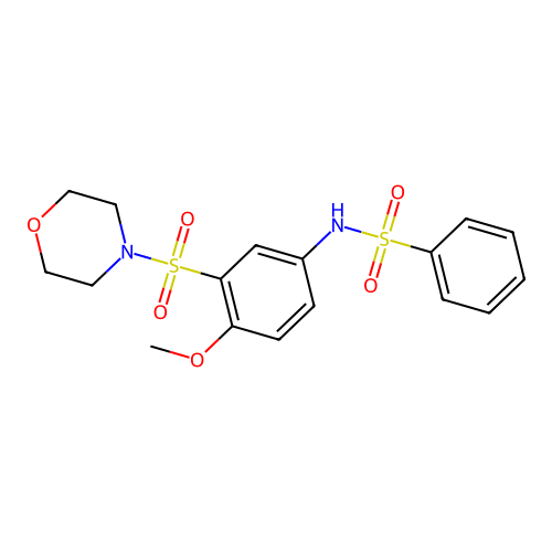 N-(4-methoxy-3-morpholin-4-ylsulfonylphenyl)benzenesulfonamide structure