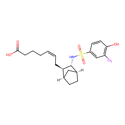 7-(3-Iodo-4-hydroxyphenylsulfonylamino(2.2.1)-bicyclohept-2-yl)heptenoic acid structure