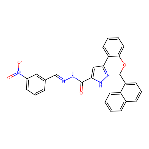 3-[2-(naphthalen-1-ylmethoxy)phenyl]-N'-[(E)-(3-nitrophenyl)methylidene]-1H-pyrazole-5-carbohydrazide structure