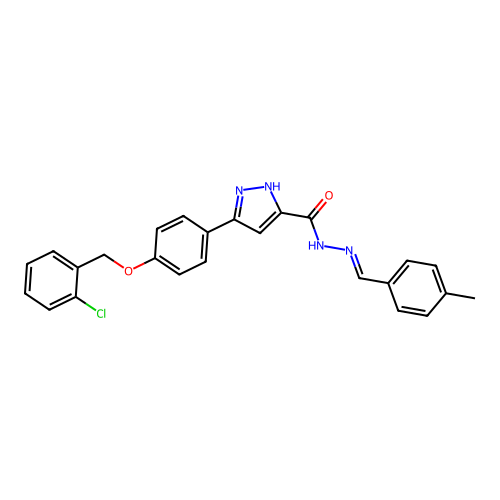 3-(4-((2-CL-Benzyl)oxy)PH)-N'-(4-methylbenzylidene)-1H-pyrazole-5-carbohydrazide structure